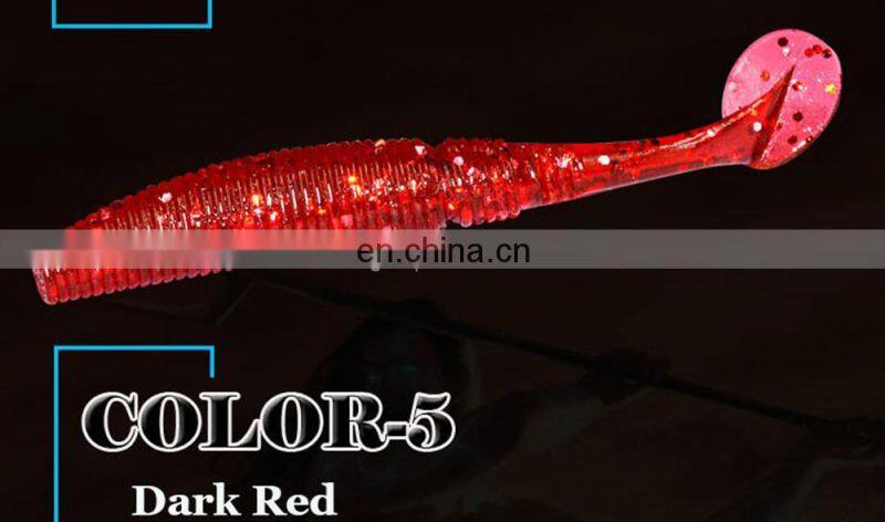 15pcs/bag T Tail Soft Lure 50mm 1g Plastic Fishing Lure Soft Baits Jig Head Texas Rig Bass Fishing Paddle Tail soft Grubs Maggo