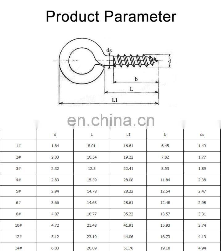 Wholesale Small Screw Eyes Pin Hook Type Stainless Steel Screw Eyes
