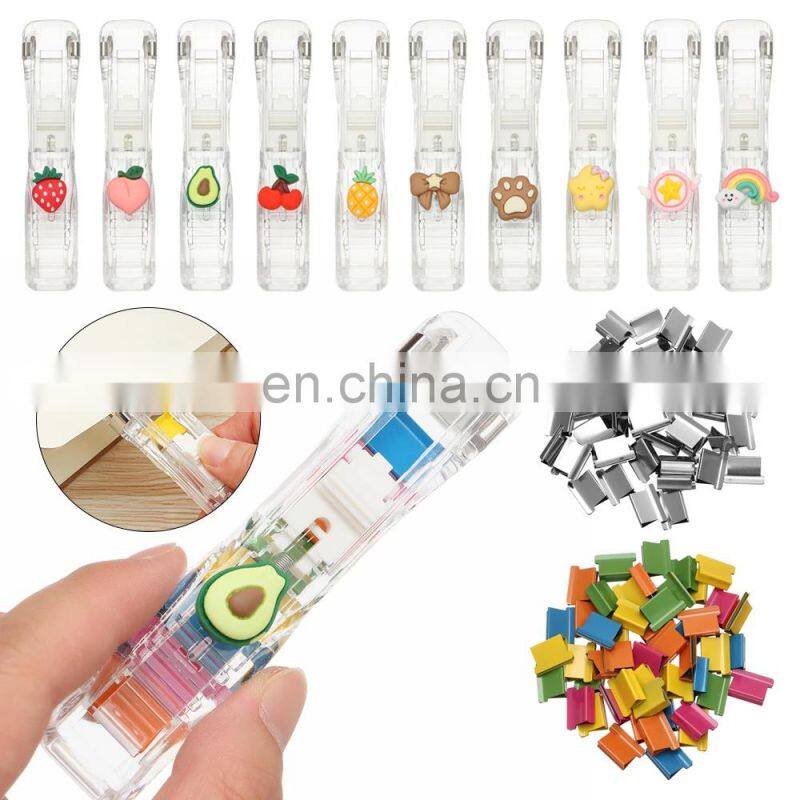 New Push Clip Stapler Staple Remover Binder Push Clamp Tape Dispenser Paper Clips Office Supplies Set Desktop Supplies