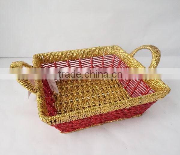 Square Shape Colorful Paper Rope Woven Festival Basket