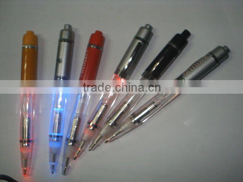 hallmark corrosion pen with 3 color led glowing ,office stationery accessories promotional and advertising ballpen ,light up pen