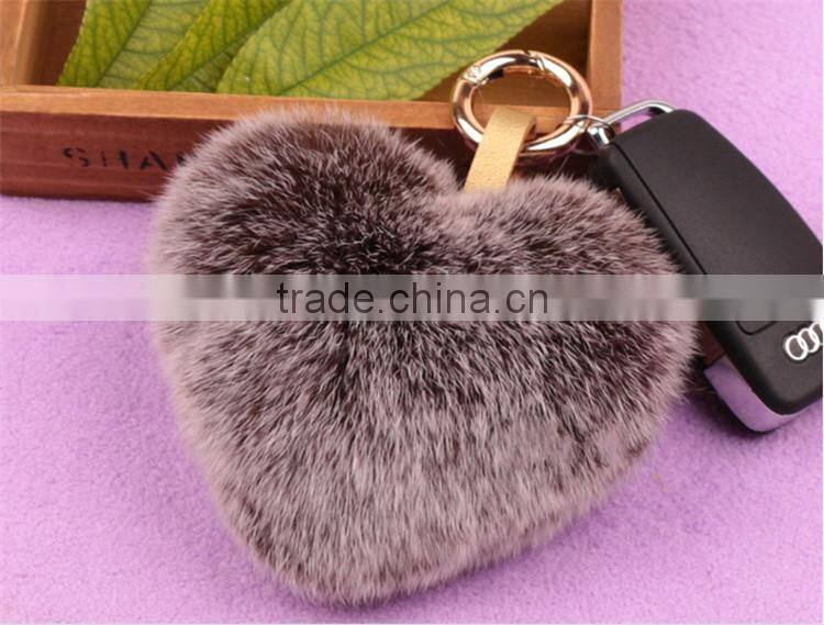Real Rabbit Fur Keychian Cute Genuine Leather Fur Car Key Rings