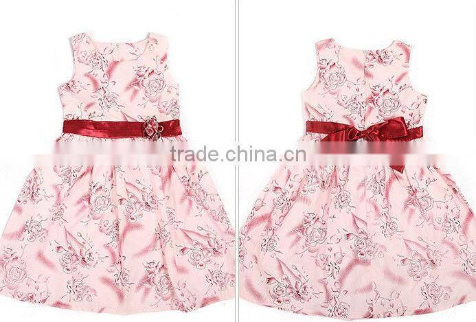 wholesale girl princess dress, nice girl print dress, girl sleeveless dress