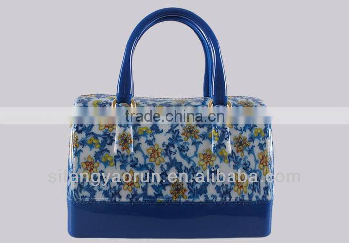 Latest fashion bag design/pvc handbags for women/beautiful flower handbag
