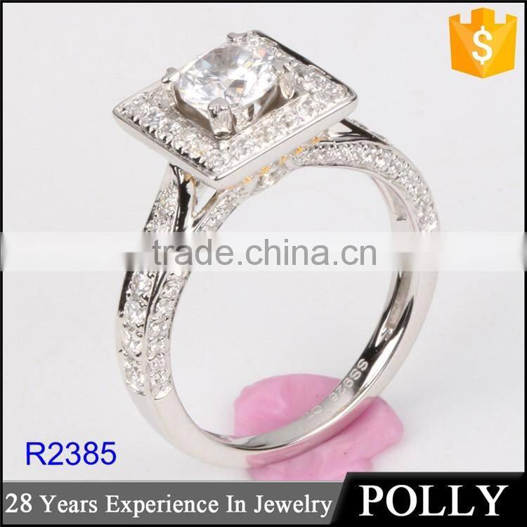 2016 new arrivaling white glod plated cz ring 925 sterling silver jewelry ring model