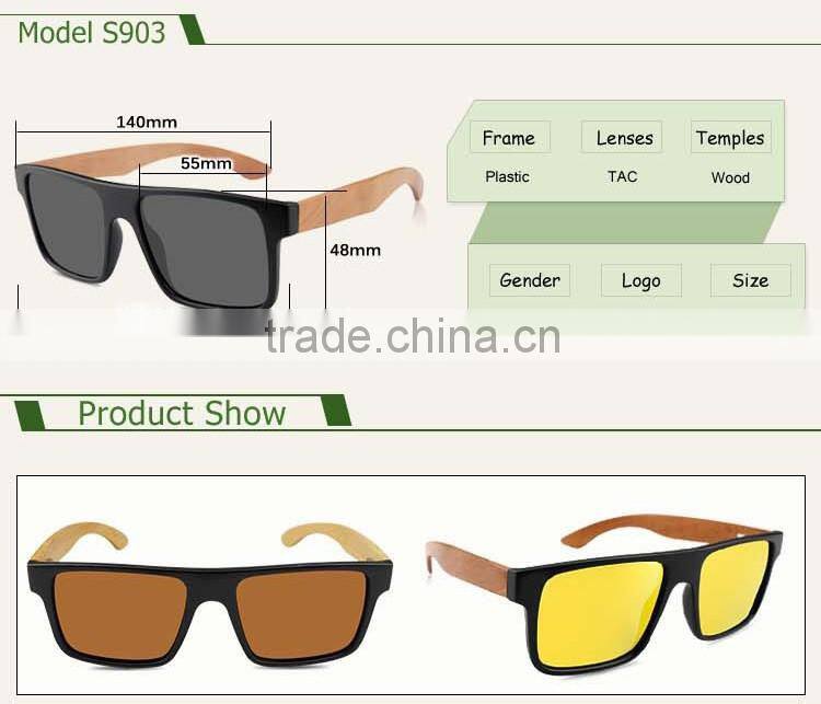 Handmade wooden custom logo bamboo sunglasses with polarized lenses wholesale sunglasses