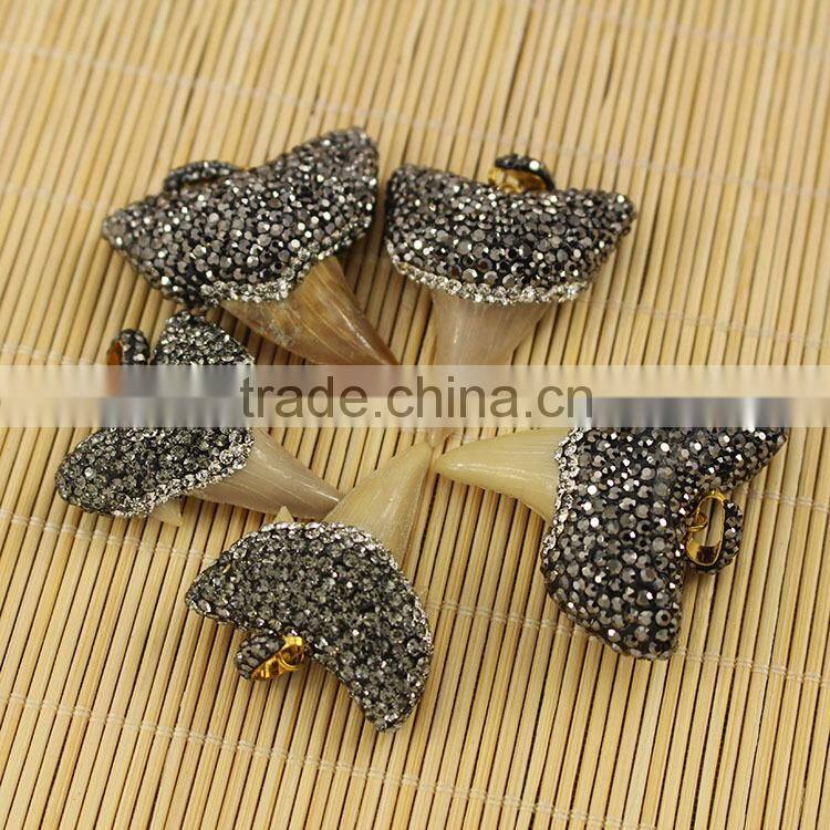 PC1612 Crystal pave agate arrowhead pendants,gemstone pave diamond arrow head pendants