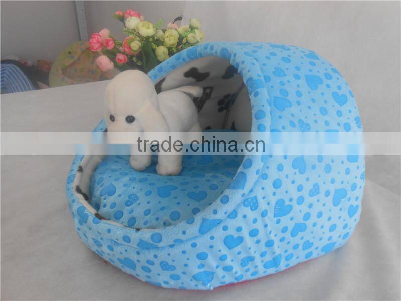Blue Heart Egg Shaped Dog Bed, Pet Home with Washable Pillow