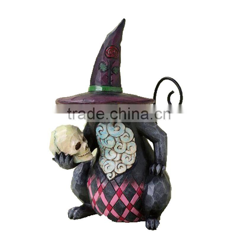 Handmade resin halloween cat figurine