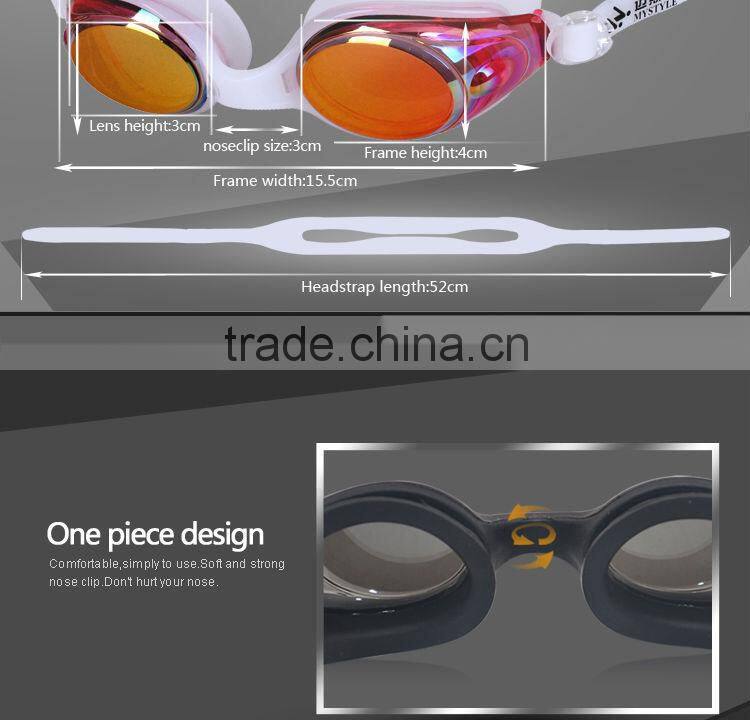 Wide vision mirrored swim goggles for men