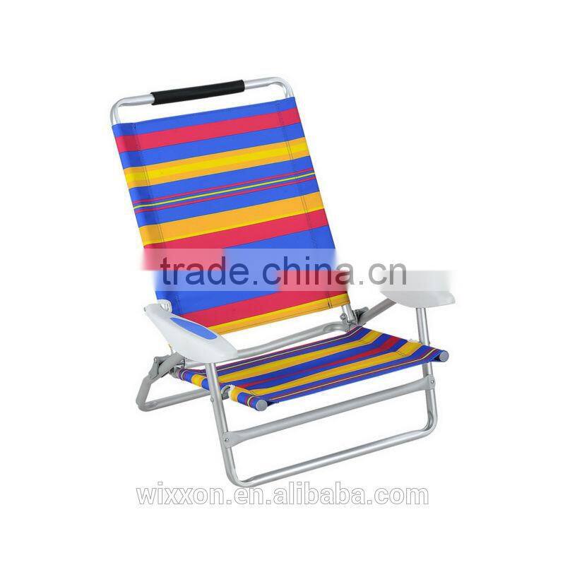 Wooden Armrests Shoulder Straps Folding Beach Chair With Sunshade