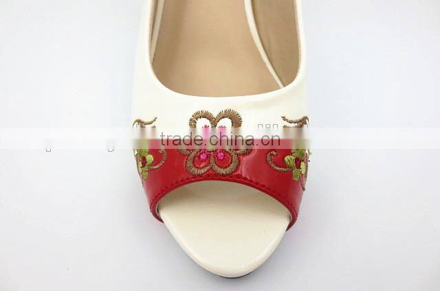 new high class mix color middle heel slingback sandals with embroider