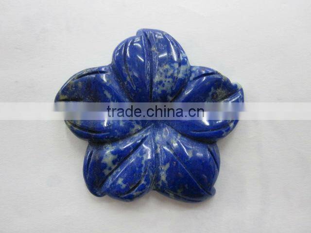 Lapis carved five-petal flower