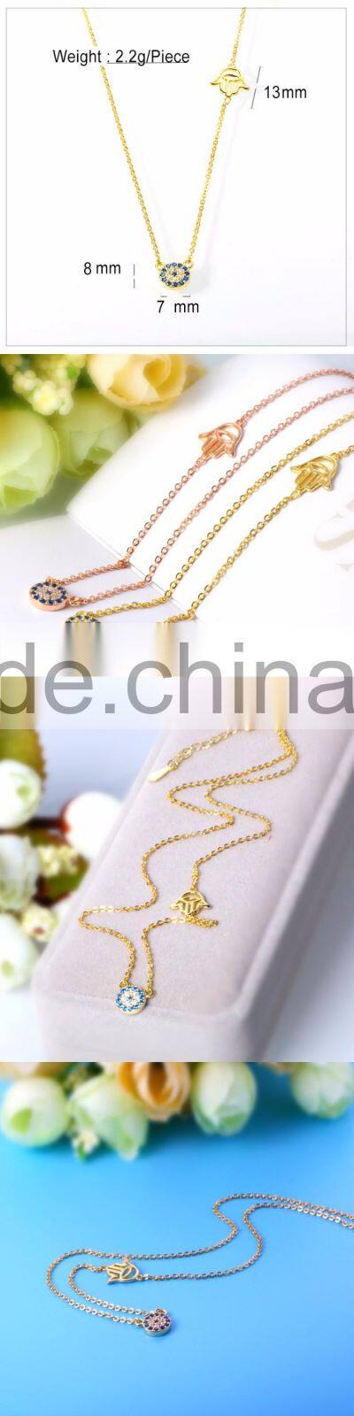 2017 latest 925 sterling silver jewelry necklace with gold plating