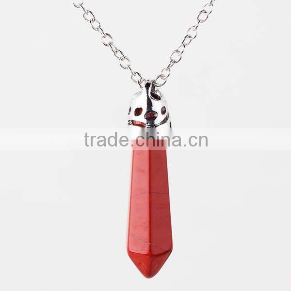 New Trendy Cool Bullet Shaped Natural Quartz Gemstone Necklace