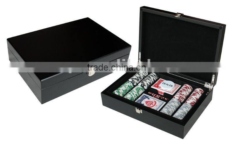 wooden casino poker chip set