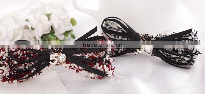 newest elagant metal hair duck clip design hair bow lace magnetic crystal hair clip