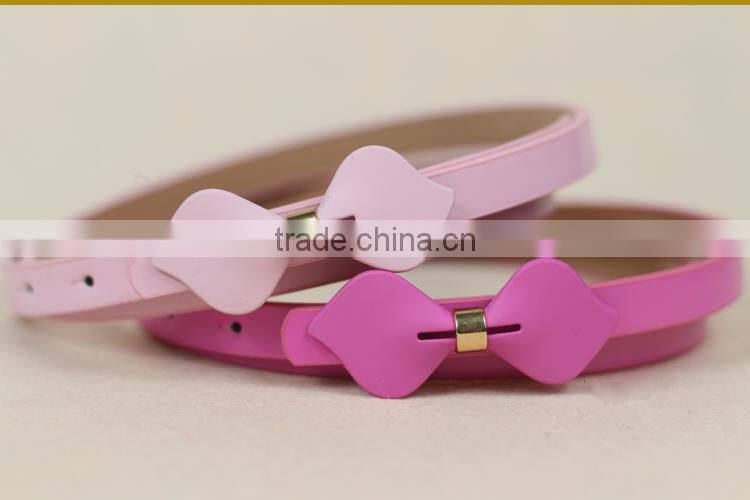 2016 fashion stylish hot sell PU ladies dress belt with bowknot buckle