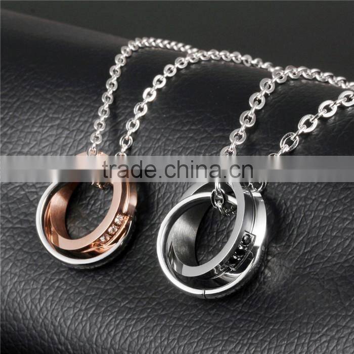 Latest design wholesale couple rings necklace 2016