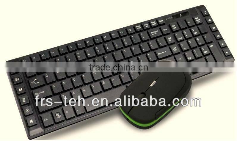 USB port green and black color keyboard and mouse combo