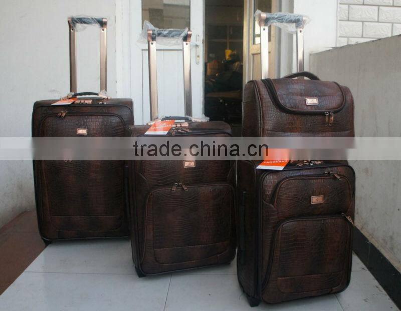 China supplier brown spinner pu travel luggage