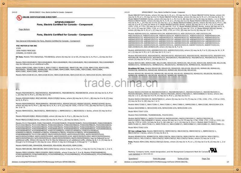 NEW Product ! PSC 24v dc fan blower With CE & UL Since 1993