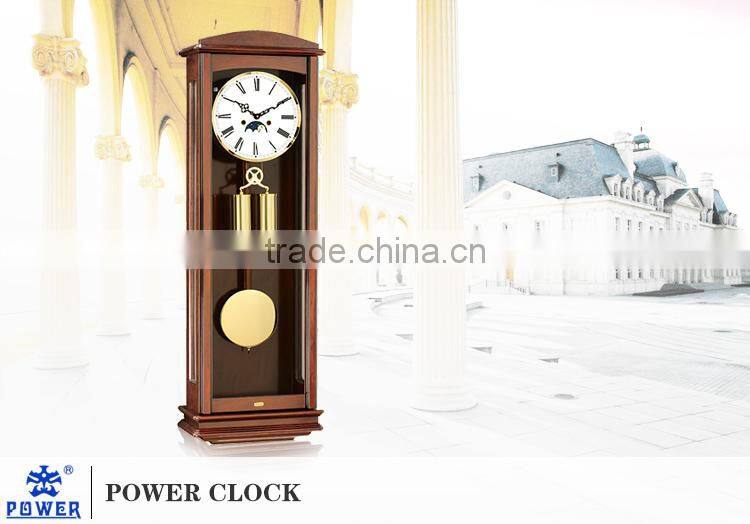 Roman Numberals dial with Moon Phase wall clocks for home decoration Solid wood case Good quality PW1605JD
