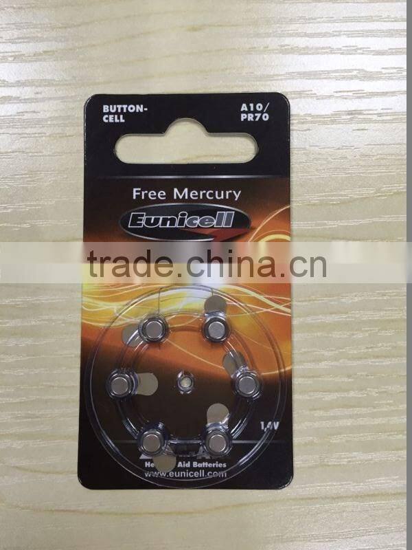 Mecury free A13 A10 A312 A675 1.4v zinc air battery hearing aid battery PR70 1.4V