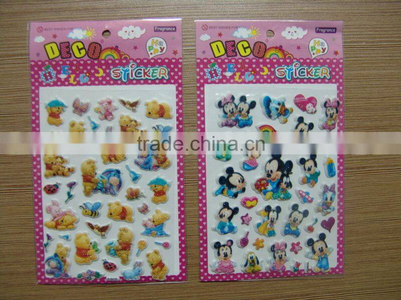 Happy birthday cakes shape kids cute puffy stickers/foam sticker for gift
