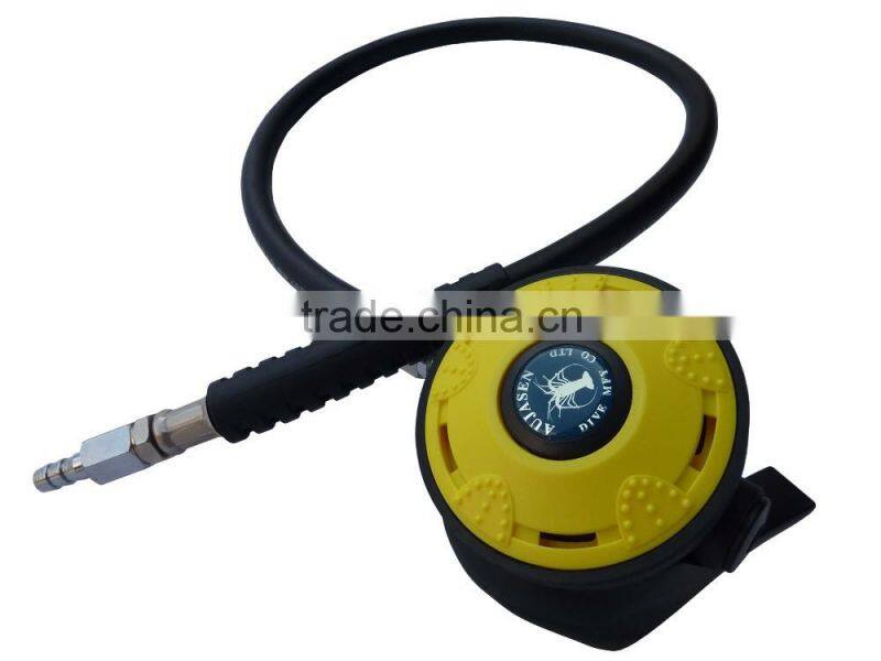 2nd Stage scuba diving regulator with a mouth piece and a hose