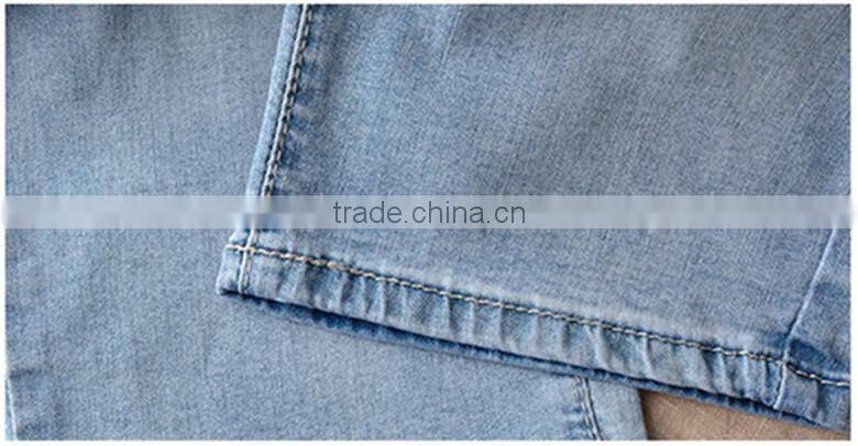 2015 Light color plus size Cropped denim pants