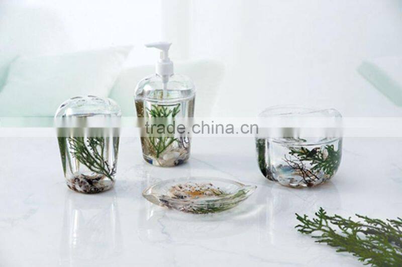 oil-water acrylic 5pcs bathroom set accessories