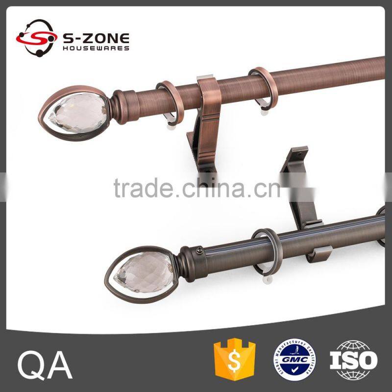 curtain rod and accessories with decorative glass curtain rod finial