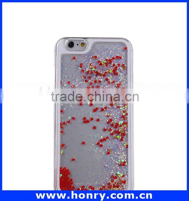 Mobile accessories popular hard pc flowing glitter liquid case moving glitter case for iphone 6 china wholesale