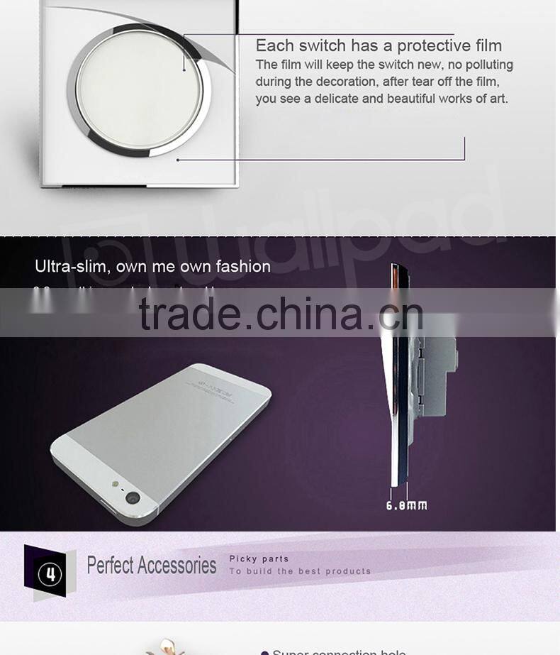 Wallpad White Waterproof Acrylic Glass 110~250V EU UK 1 Gang intermediate switch Power Supply Big Push Button Wall Light Switch
