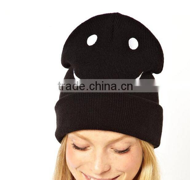 Custom 100% Acyrlic Colorful Slouch Beanie/Knit Slouch Beanie Hat With Woven Label