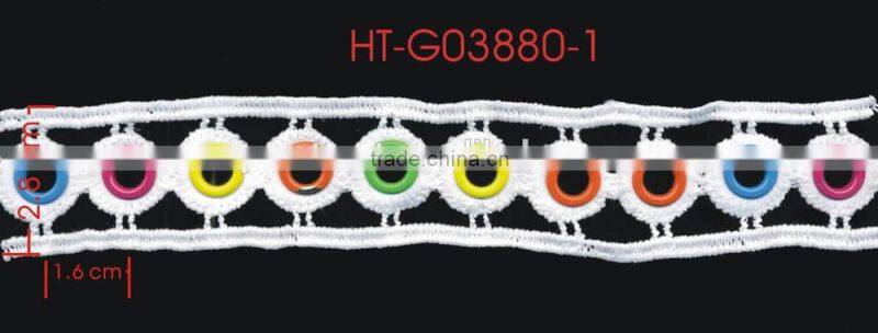 10MM Colorful Flat Grommet White Polyester Lace Metal EyeletTrimming