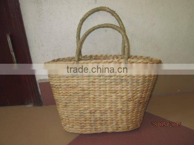 New produts! Eco-friendly water hyacinth handbag with leather handles, fashionable looking, cheap price, from Vietnam