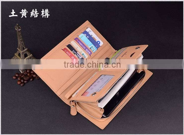 Low Cost Fashion PU Leather Unisex Card Long Wallet Hand Purse for Men