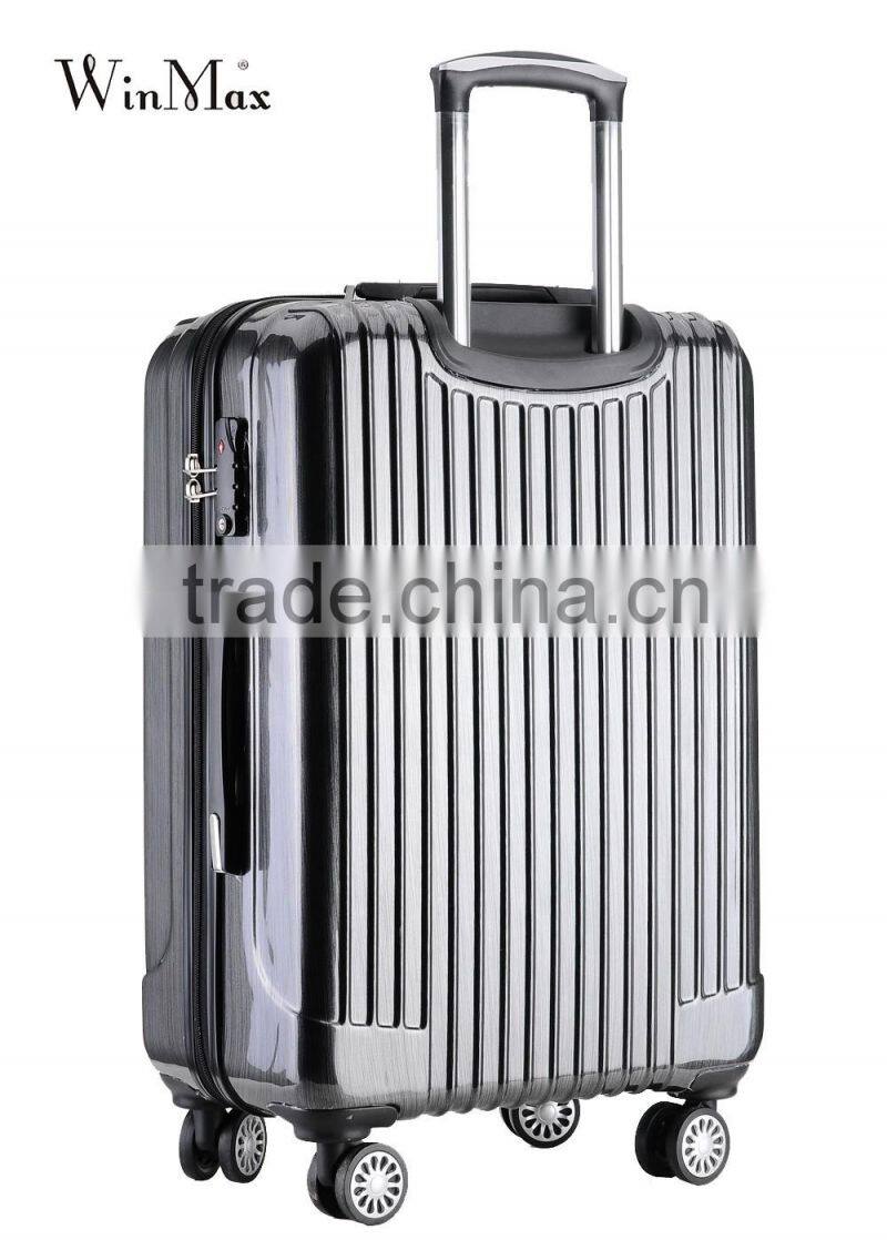 Satin black zipper closure lightweight travel luggage