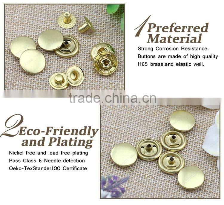 Oeko-tex100 brass tin Metal snap button snaps custom metal button manufacture