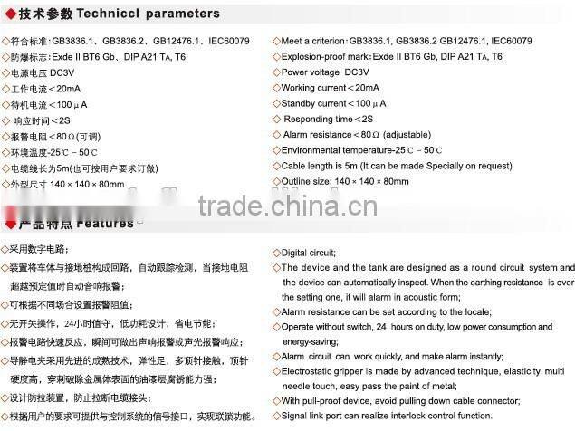 BJB02 explosion proof electrostatic grounding alarm