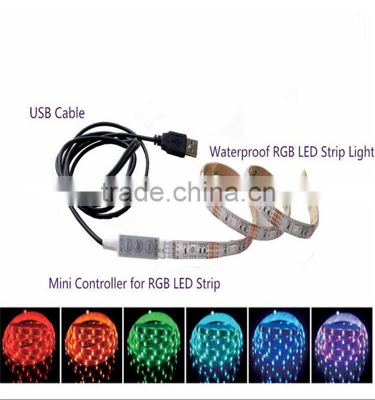 50cm 19.7in RGB LED Strip Light TV Background Lighting Kit RED GREEN BLUE With 5V & USB Light Controller