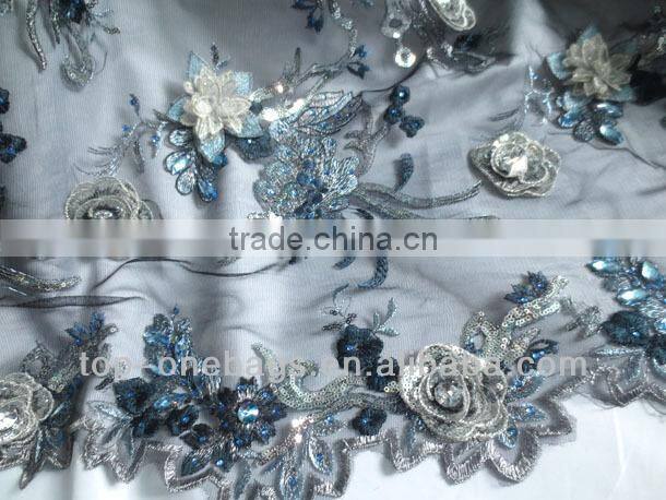 2014 wholesale french lace/ french lace bridal fabric with applique