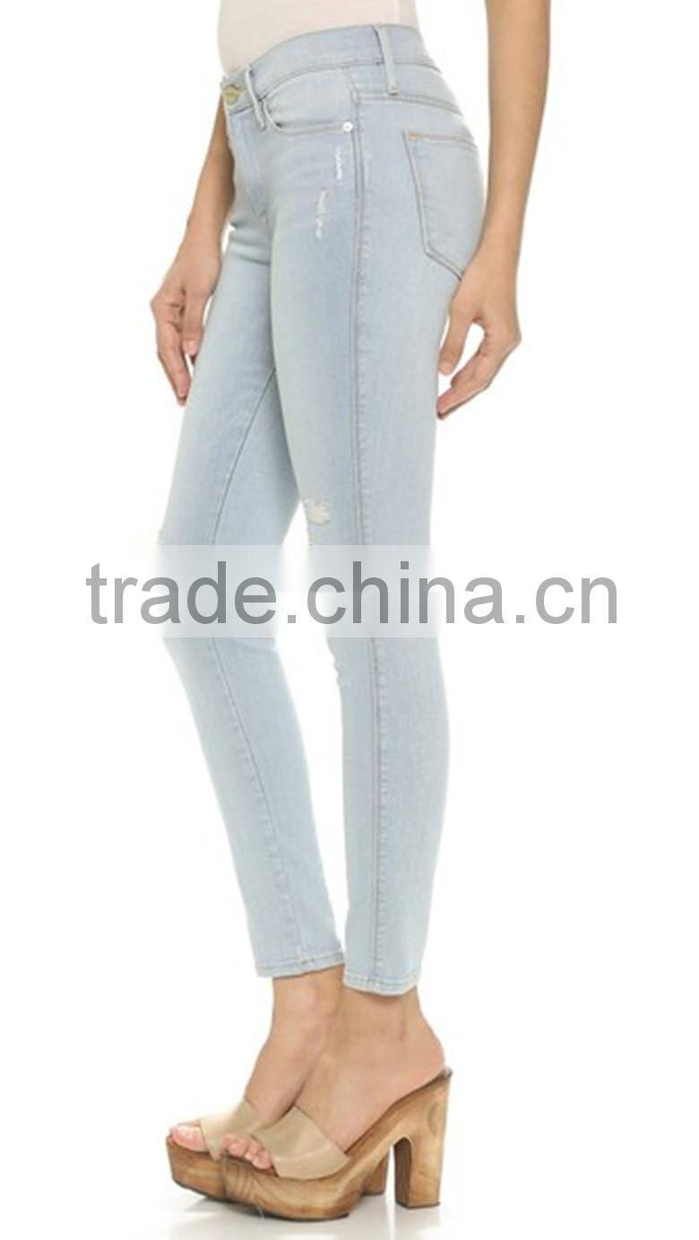 High Quality Cotton Spandex Ladies High Waist Denim Jeans