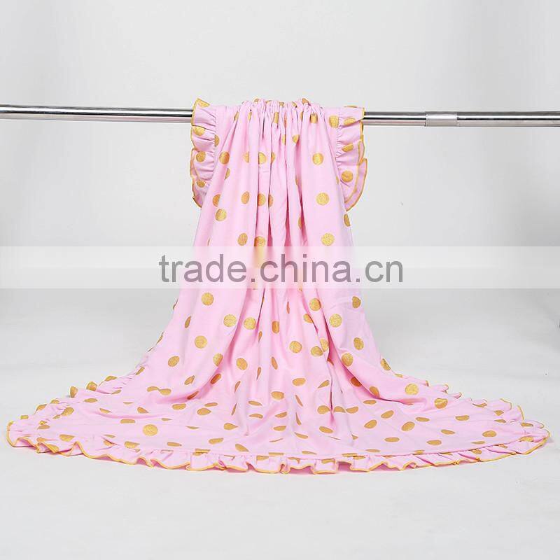many colors gold dots fleece blanket for children