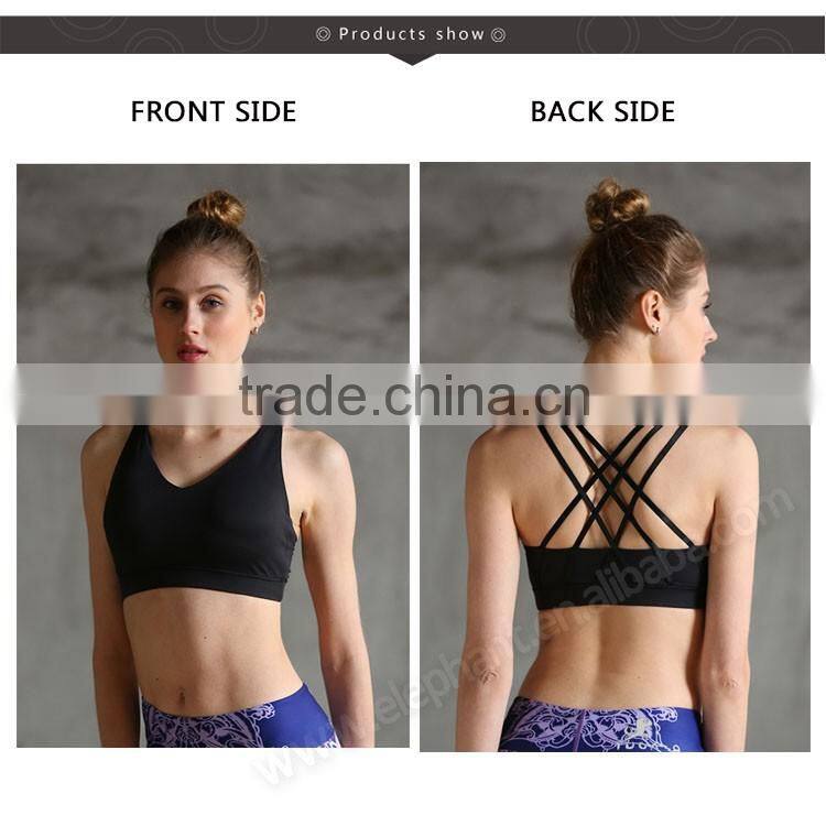 Sports sexy bra breathable with cross belt padded sports yoga bra