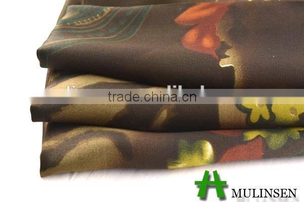 Shaoxing Textile Polyester 50D floral satin dress fabric/ satin nightwear fabric