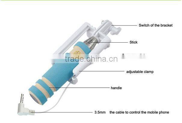 Close to 14cm Mini Wired All In One Selfie Stick For iPhone 6 Plus 5 5s 4s IOS for Samsung Android