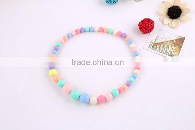 2015 hot sale candy colors pearl necklaces baby girl infant kids cute Handmade jewelry necklace Fashion jewelry